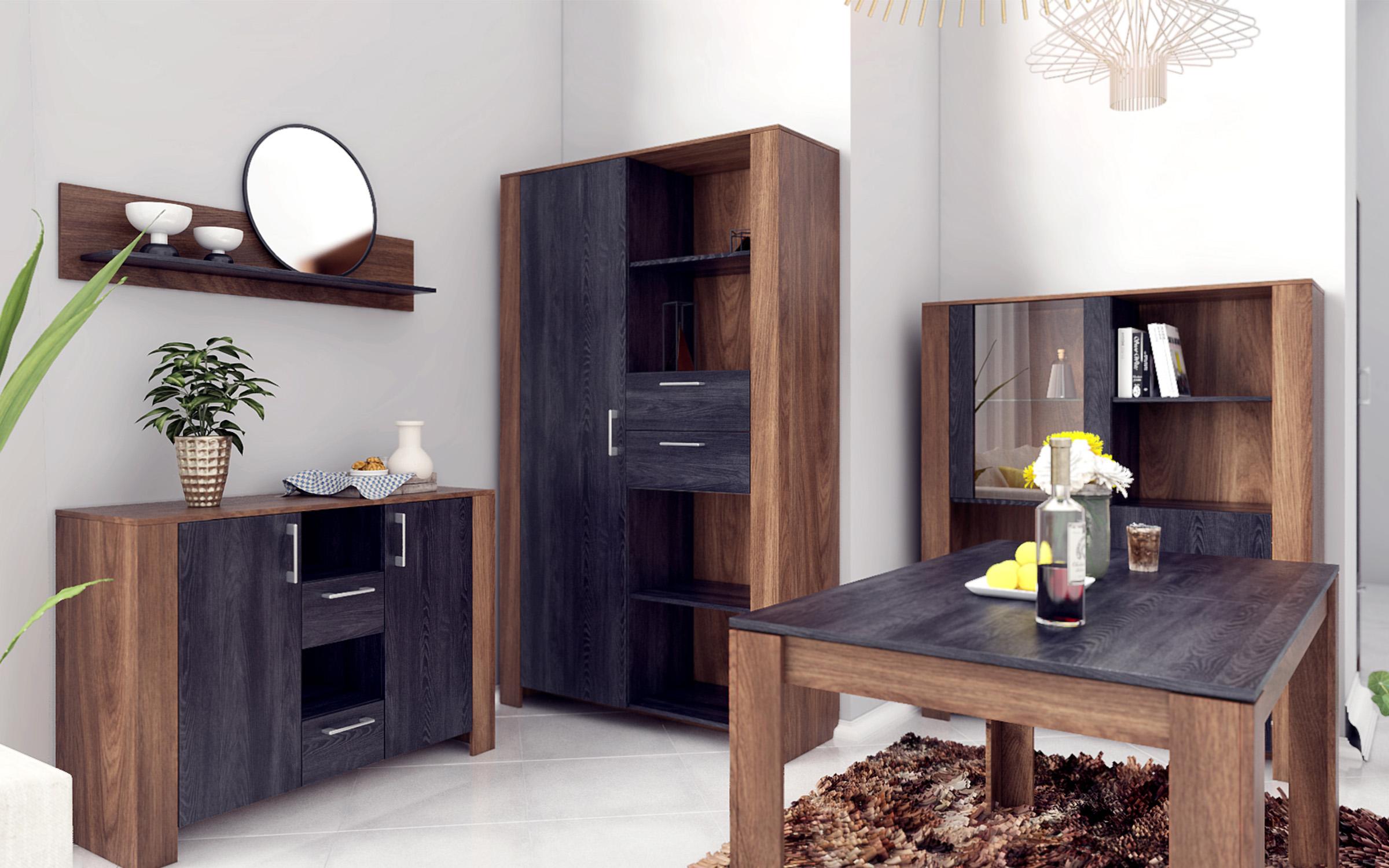 Шкаф низкий Бронкс М05, дуб бренди кастелло + carbon wood  3